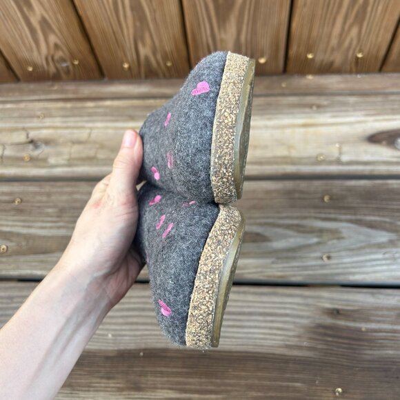 HAFLINGER Grizzly Cuoricino Clog Anthracite Small Hearts Size EU37 US6 Women's - Picture 6 of 7